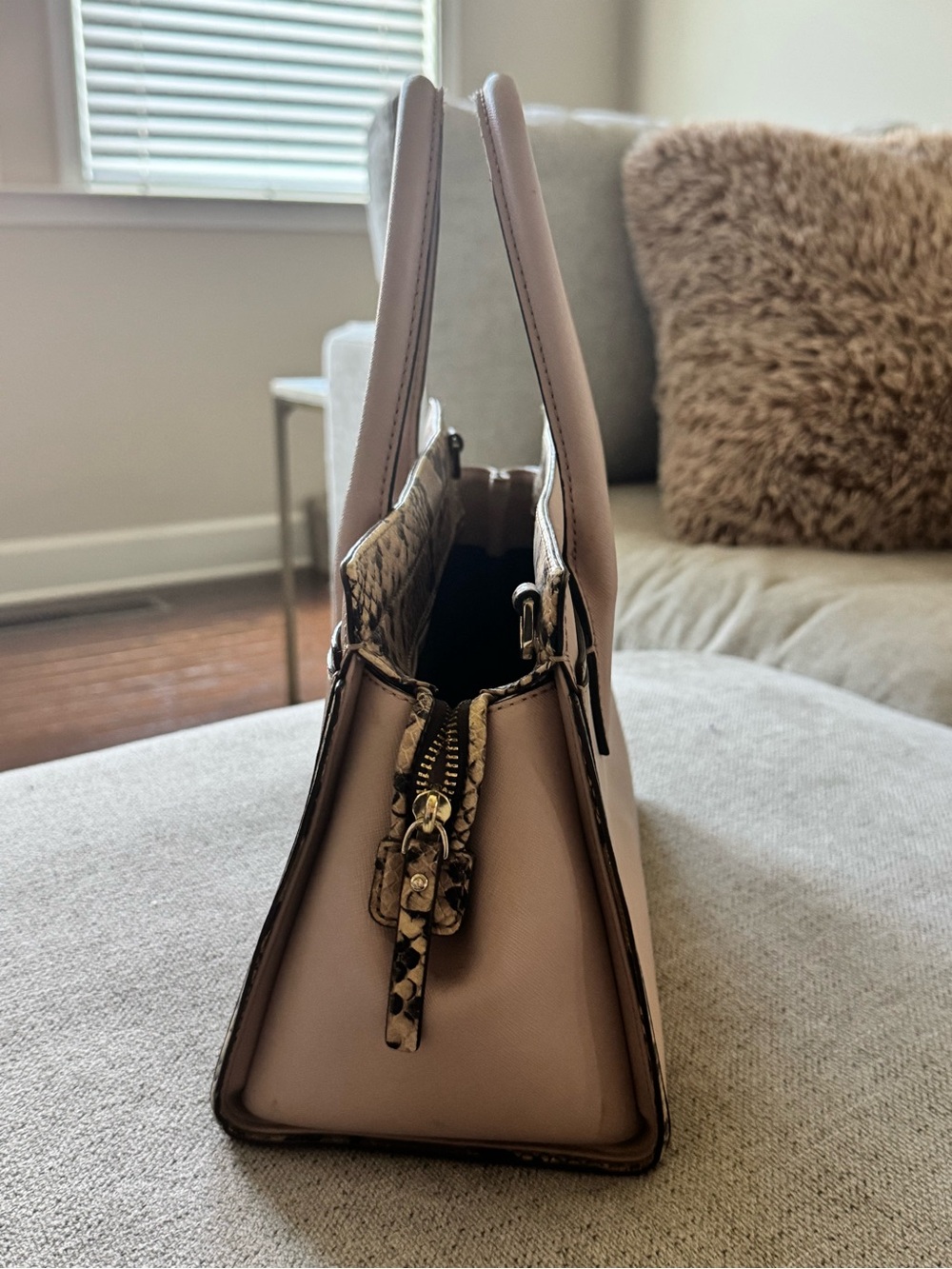 kate spade Blush Pink Satchel with Snake-Print Trim - Picture 3 of 6